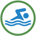 Icon of a green circle with a person swimming. This icon indicates that the beach is safe to swim.
