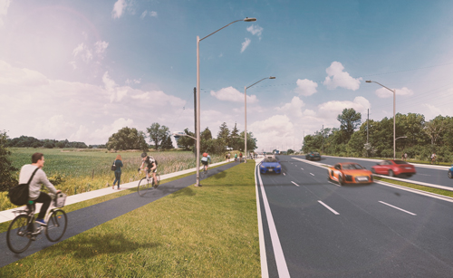 After rendering of southbound Trafalgar Road lanes from Marvin Avenue to Settlers Road