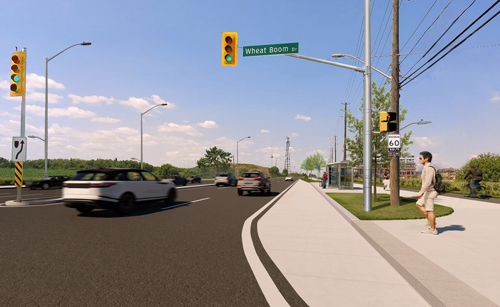 After rendering of northbound Trafalgar Road lanes at Wheat Boom Drive