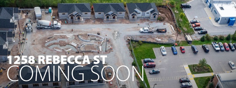 An aerial view of construction at 1258 Rebecca Street.