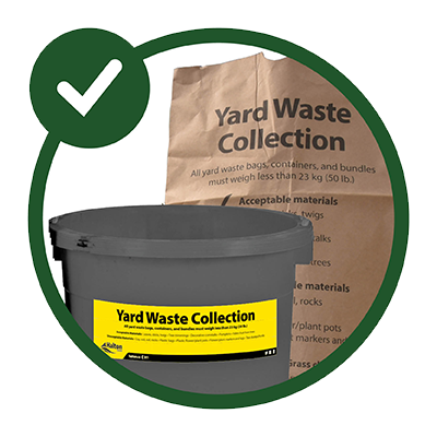 icon of yard waste bag and garbage